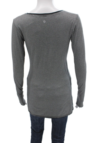 Lululemon Unisex Adults Basic Black Cotton Long Sleeve T Shirt Size 4