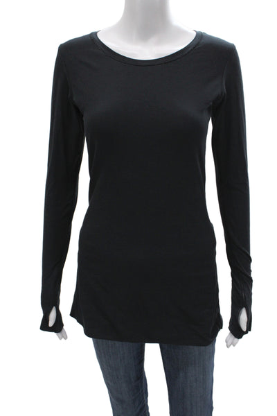 Lululemon Unisex Adults Basic Black Cotton Long Sleeve T Shirt Size 4