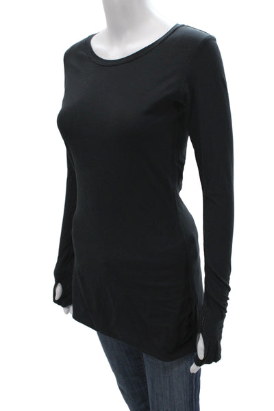 Lululemon Unisex Adults Basic Black Cotton Long Sleeve T Shirt Size 4