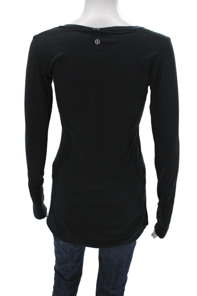 Lululemon Unisex Adults Basic Black Cotton Long Sleeve T Shirt Size 4