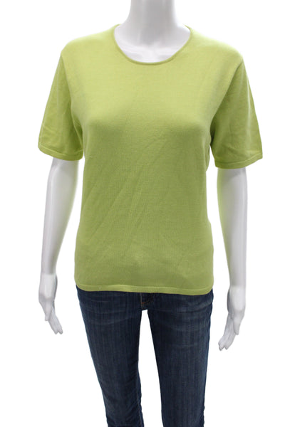 Belford Womens Pullover Sweater Green Cotton Short Sleeve Crewneck Size M