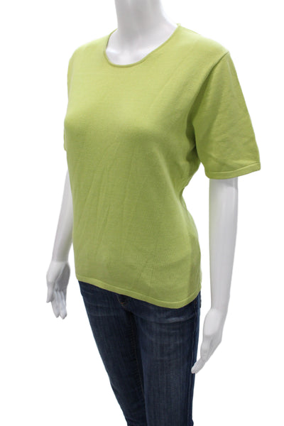 Belford Womens Pullover Sweater Green Cotton Short Sleeve Crewneck Size M