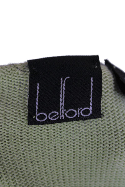 Belford Womens Pullover Sweater Green Cotton Short Sleeve Crewneck Size M