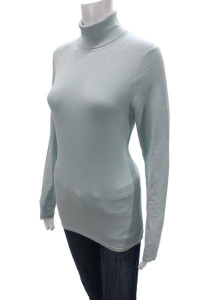 Belford Women Blue Silk Turtleneck Pullover Sweater Long Sleeve Size M