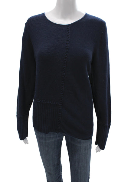 Lisa Todd Womens Pullover Sweater Blue Cotton Round Neck Long Sleeve Size XL