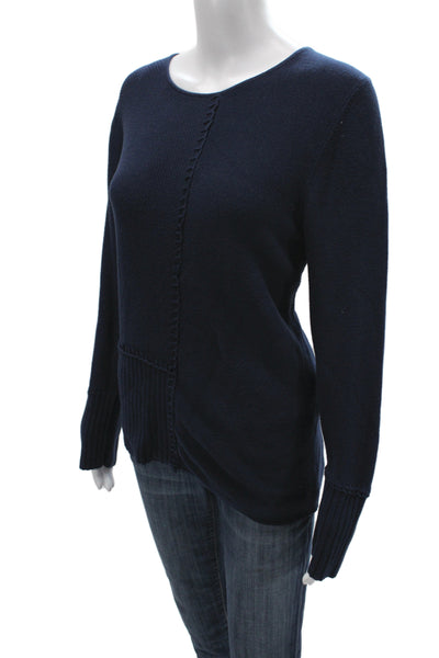 Lisa Todd Womens Pullover Sweater Blue Cotton Round Neck Long Sleeve Size XL