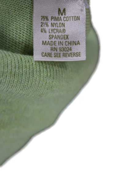 Belford Women Green Pima Cotton Turtleneck Pullover Sweater Size M