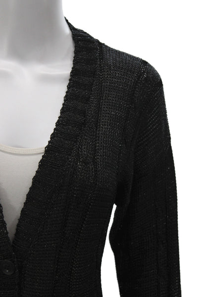 Heidi Hess Women Cardigan Black V Neck Long Sleeve Solid Size L