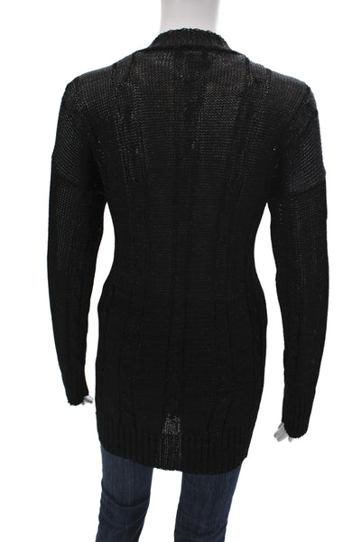 Heidi Hess Women Cardigan Black V Neck Long Sleeve Solid Size L