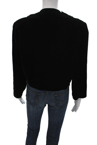 Nannell Womens Basic Jacket Black Floral Rayon Open Front Long Sleeve Size 6