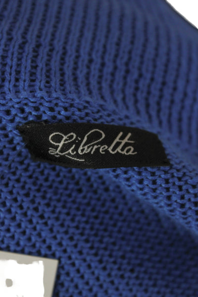 Libretto Womens Cardigan Blue Collared Knit Long Sleeve Classic Size M