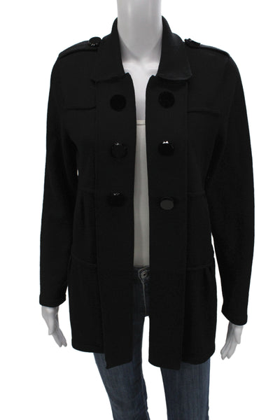 Fianona Womens Coatigan Black Button Long Sleeve Size M