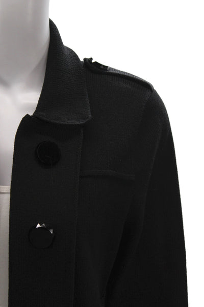 Fianona Womens Coatigan Black Button Long Sleeve Size M