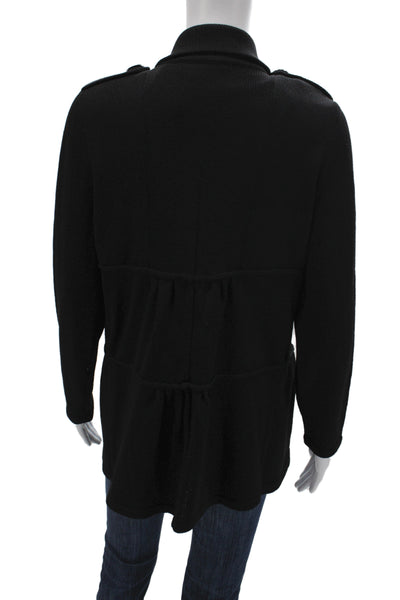 Fianona Womens Coatigan Black Button Long Sleeve Size M