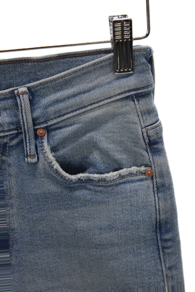 Mother Womens Flared Jeans Blue Cotton Mid Rise Button Fly Size 24