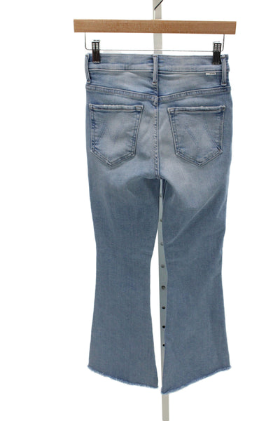 Mother Womens Flared Jeans Blue Cotton Mid Rise Button Fly Size 24