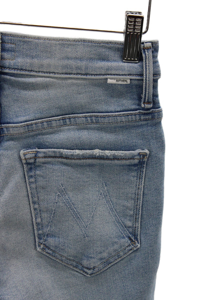 Mother Womens Flared Jeans Blue Cotton Mid Rise Button Fly Size 24