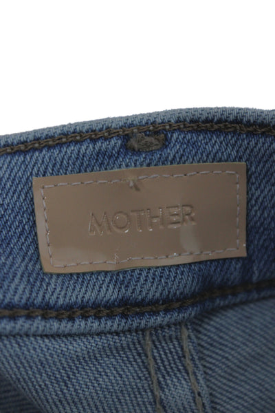 Mother Womens Flared Jeans Blue Cotton Mid Rise Button Fly Size 24
