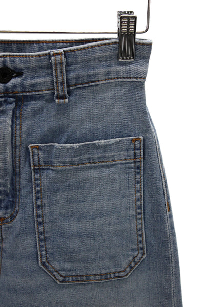 ASKKNY Unisex Wide-Leg Sailor Jeans Blue Mid Rise Cotton Blend Size 25