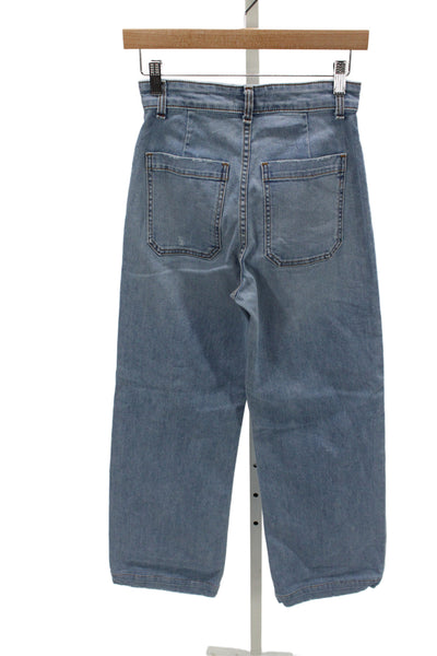 ASKKNY Unisex Wide-Leg Sailor Jeans Blue Mid Rise Cotton Blend Size 25