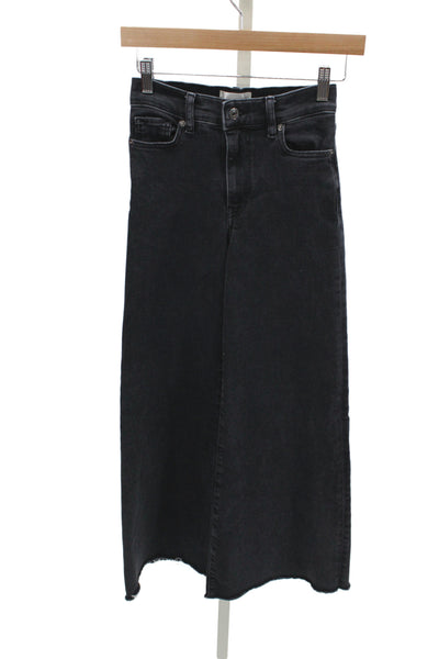 Frame Womens Wide Leg Black Cotton Jeans Mid Rise Inseam 29 Size 24