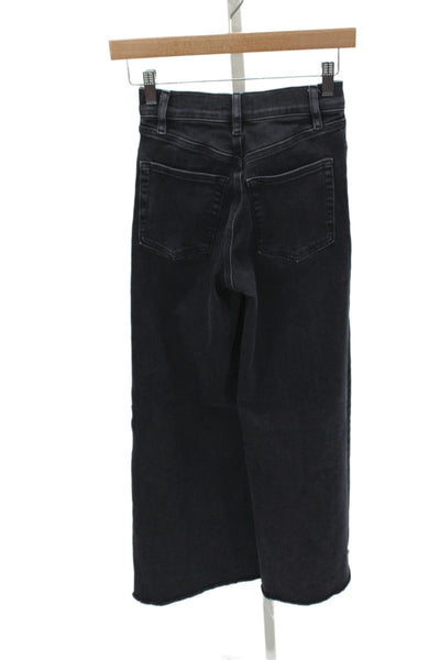 Frame Womens Wide Leg Black Cotton Jeans Mid Rise Inseam 29 Size 24
