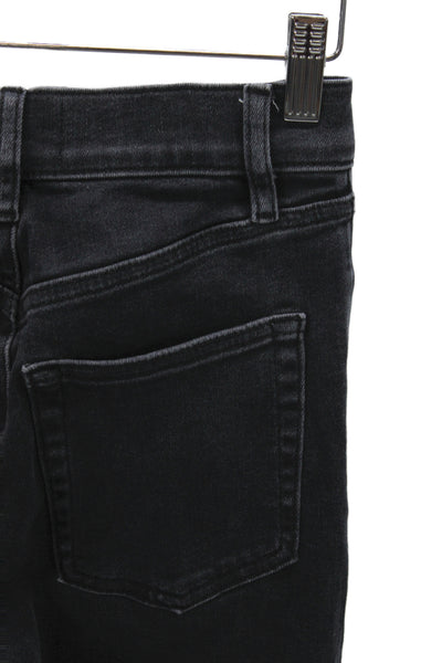 Frame Womens Wide Leg Black Cotton Jeans Mid Rise Inseam 29 Size 24