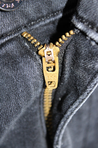 Frame Womens Wide Leg Black Cotton Jeans Mid Rise Inseam 29 Size 24
