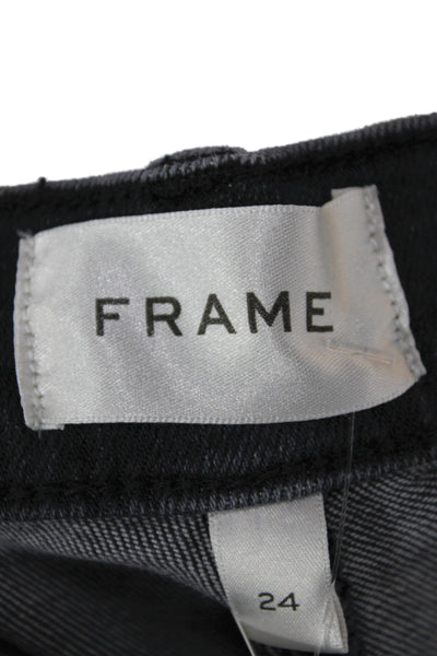 Frame Womens Wide Leg Black Cotton Jeans Mid Rise Inseam 29 Size 24