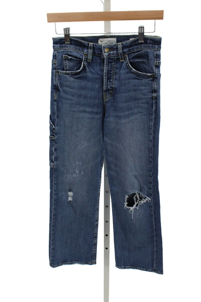 Nili Lotan Women Straight Blue Jeans Mid Rise Button Fly Size 24