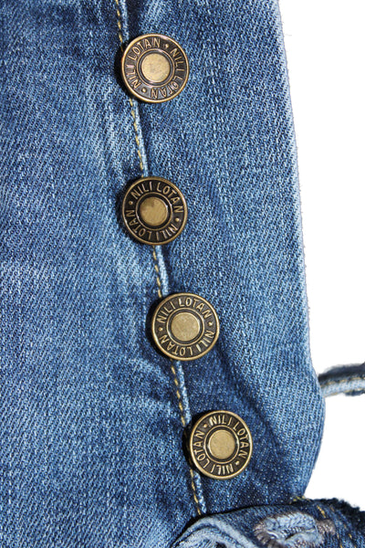 Nili Lotan Women Straight Blue Jeans Mid Rise Button Fly Size 24