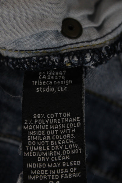 Nili Lotan Women Straight Blue Jeans Mid Rise Button Fly Size 24