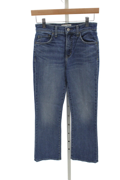 Nili Lotan Women Cropped Jeans Blue Cotton Button Mid Rise Size 25