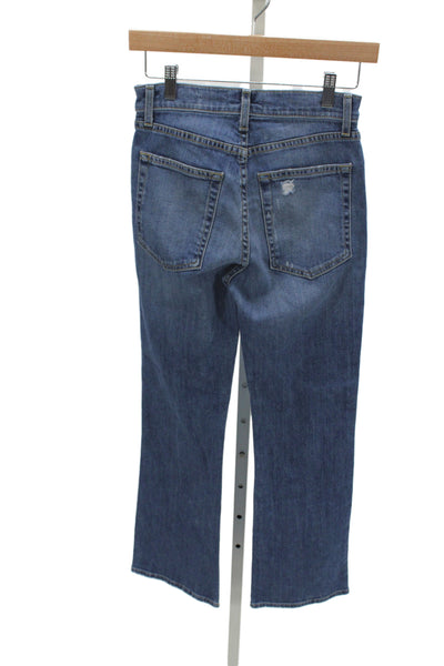 Nili Lotan Women Cropped Jeans Blue Cotton Button Mid Rise Size 25