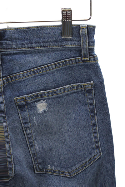 Nili Lotan Women Cropped Jeans Blue Cotton Button Mid Rise Size 25