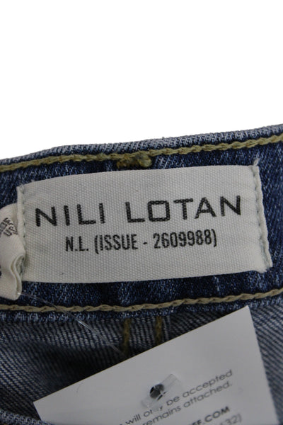 Nili Lotan Women Cropped Jeans Blue Cotton Button Mid Rise Size 25