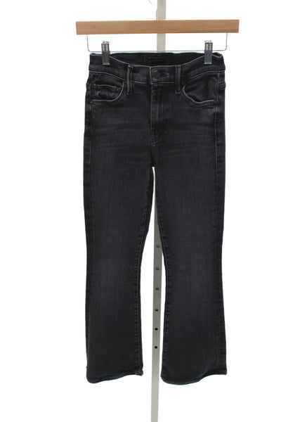 Mother Unisex Adults Cropped Black Cotton Jeans Mid Rise Size 24