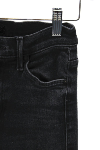 Mother Unisex Adults Cropped Black Cotton Jeans Mid Rise Size 24