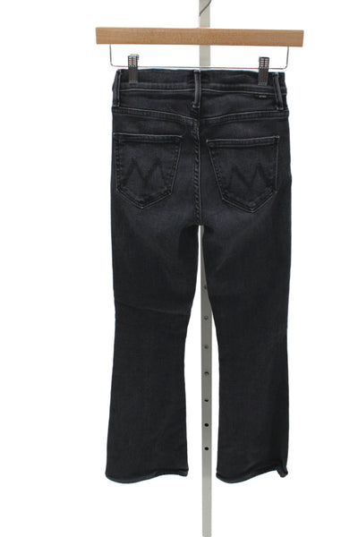 Mother Unisex Adults Cropped Black Cotton Jeans Mid Rise Size 24