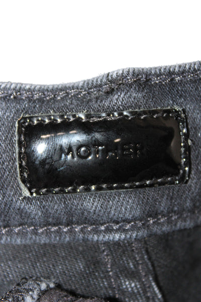 Mother Unisex Adults Cropped Black Cotton Jeans Mid Rise Size 24