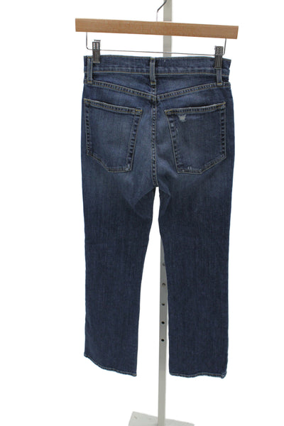 Nili Lotan Women Straight Jeans Blue Cotton Mid Rise Button Size 26