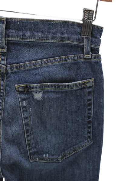 Nili Lotan Women Straight Jeans Blue Cotton Mid Rise Button Size 26