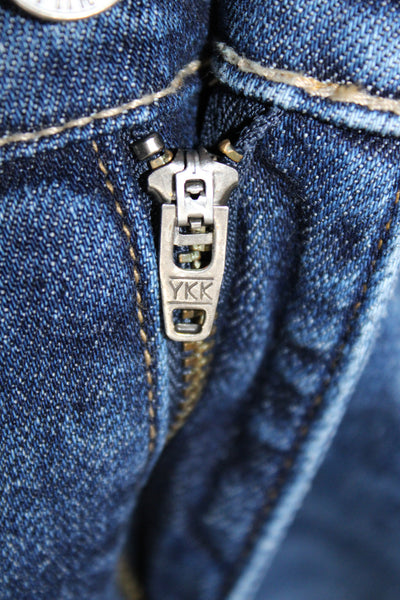 Nili Lotan Women Straight Jeans Blue Cotton Mid Rise Button Size 26