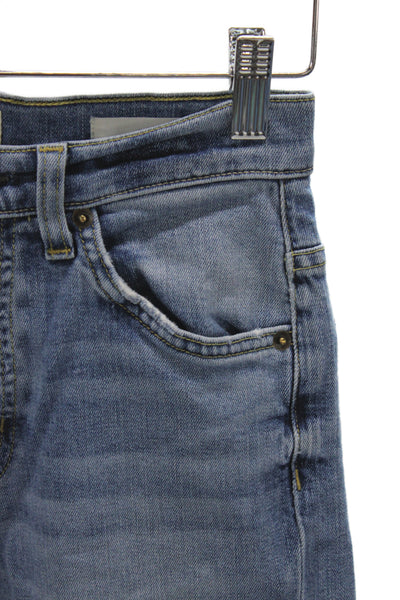 Nili Lotan Unisex Adults Cropped Blue Cotton Mid Rise Jeans Size 24