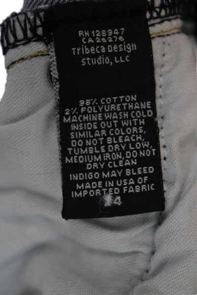 Nili Lotan Unisex Adults Cropped Blue Cotton Mid Rise Jeans Size 24