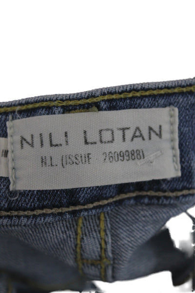 Nili Lotan Unisex Adults Cropped Blue Cotton Mid Rise Jeans Size 24