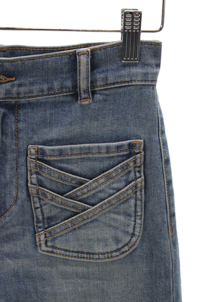 Ramy Brook Women Wide-Leg Jeans Blue Cotton Button Mid Rise Size 24