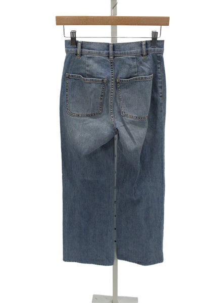 Ramy Brook Women Wide-Leg Jeans Blue Cotton Button Mid Rise Size 24