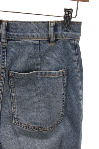 Ramy Brook Women Wide-Leg Jeans Blue Cotton Button Mid Rise Size 24