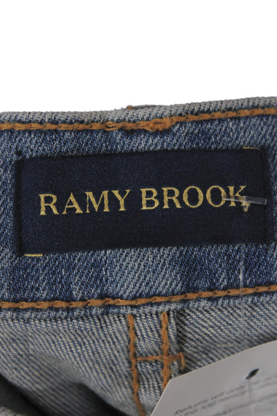 Ramy Brook Women Wide-Leg Jeans Blue Cotton Button Mid Rise Size 24